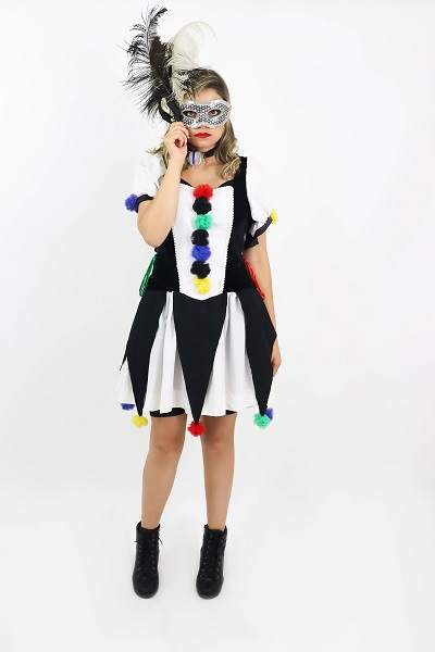 Colombina vestido comprido preto/branco